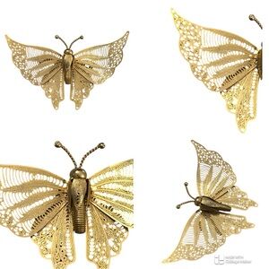 Vintage 1970’s brass filigree butterfly brooch with Articulating wings